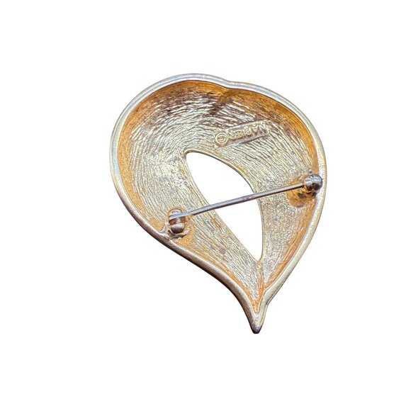 Vintage Napier Openwork Tear Drop Brooch Pin Gold Tone Minimalist Classic Retro - Picture 3 of 5